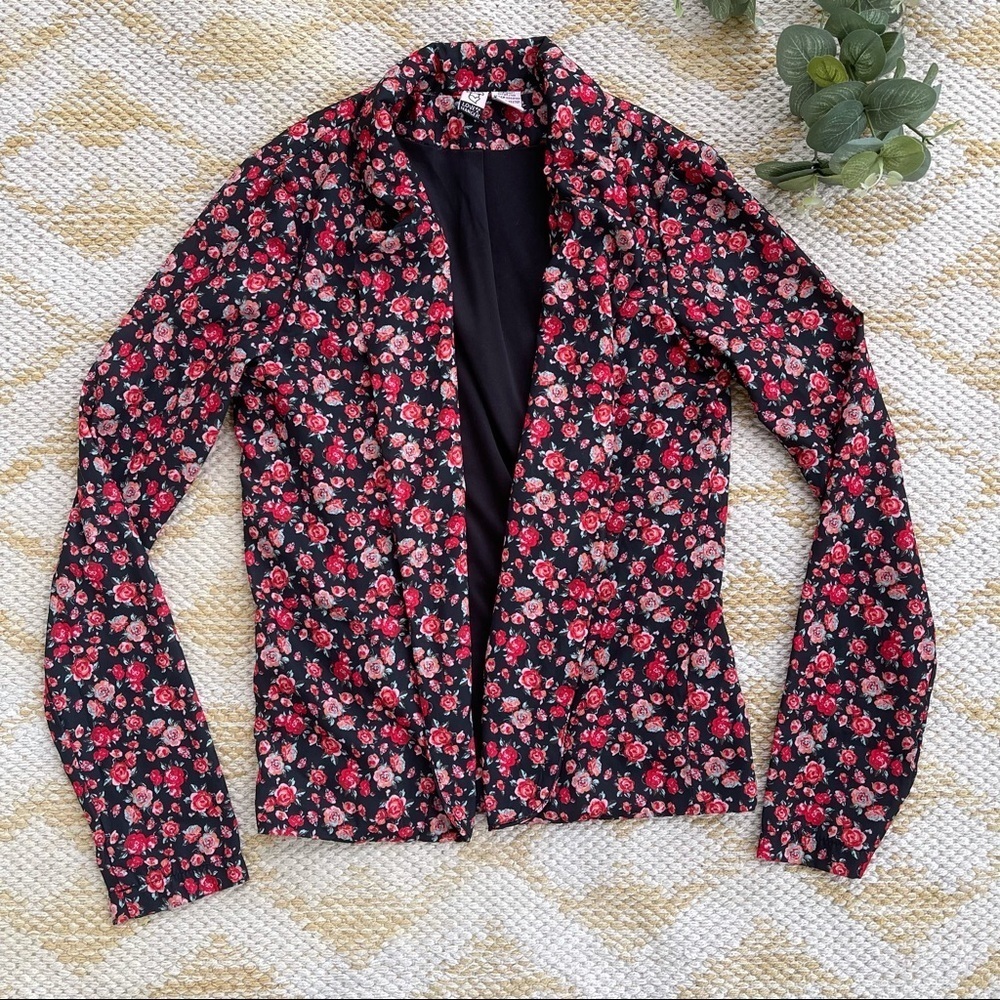 Love on a hanger open front floral blazer
